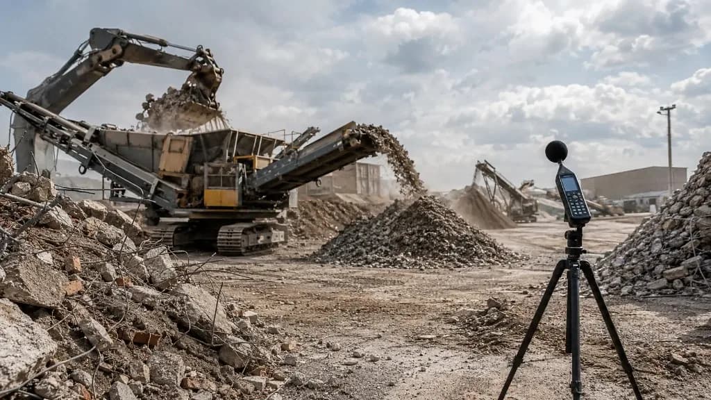 Hluk z drtiče, třídiče nebo recyklační technologie
